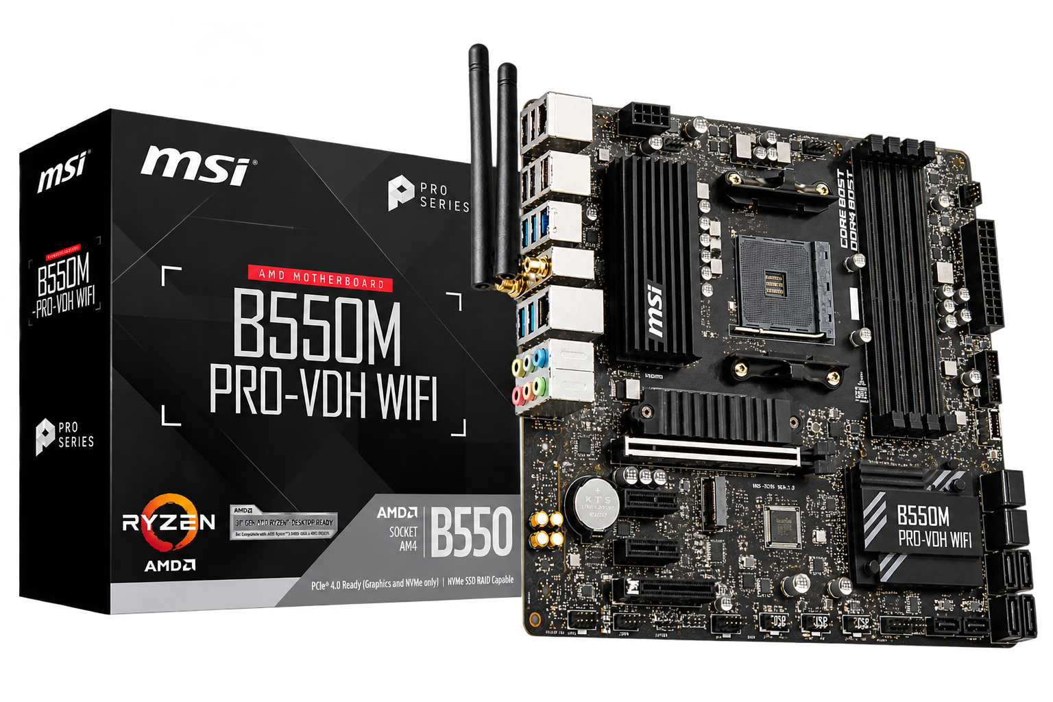 Illustrative motherboards artwork for B550M PRO-VDH WiFi